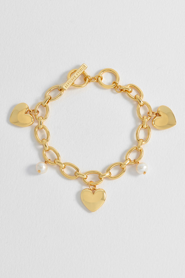 Pearl and Heart Charm Bracelet