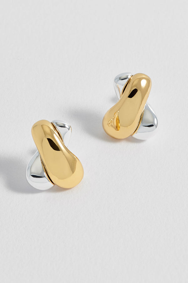 Chunky Mixed Metal Knot Stud Earrings