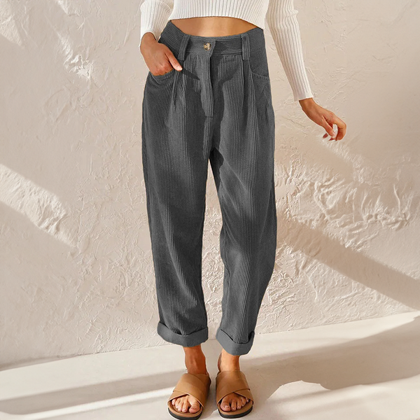 MINA | COMFORTABLE HIGH-WAIST CORDUROY PANTS